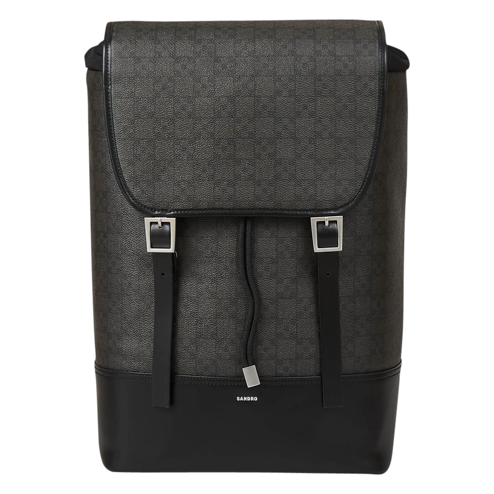 SANDRO  Sac à dos en toile enduite à motifs - Noir